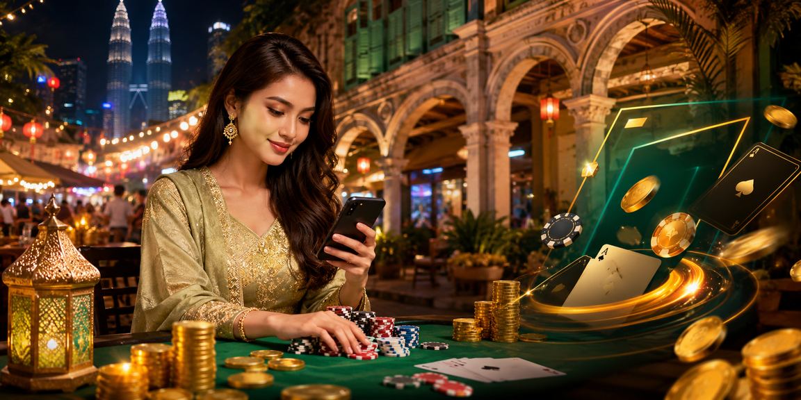 Permainan meja dan poker dengan suasana festive